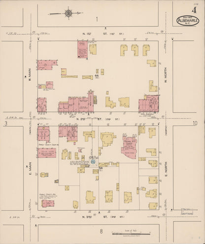 Sanborn Fire Insurance Map from Albemarle, Stanley County, North Carolina (1922), Sheet #0004 - Complete Map Set gallery image, historic Sanborn map, vintage wall art, North Carolina North Carolina