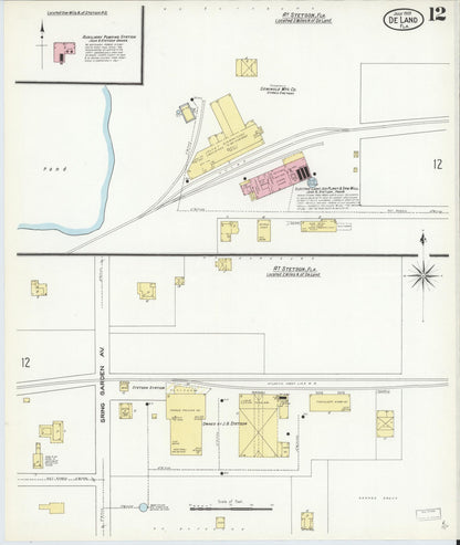 Sanborn Fire Insurance Map from De Land, Volusia County, Florida (1909), Sheet #0012 - Complete Map Set gallery image, historic Sanborn map, vintage wall art, Florida Florida