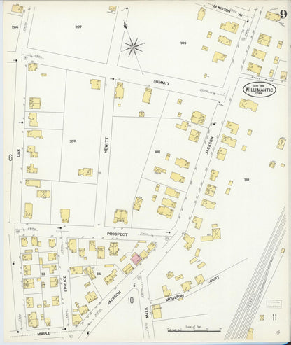 Sanborn Fire Insurance Map from Willimantic, Windham County, Connecticut (1908), Sheet #0009 - Complete Map Set gallery image, historic Sanborn map, vintage wall art, Connecticut Connecticut