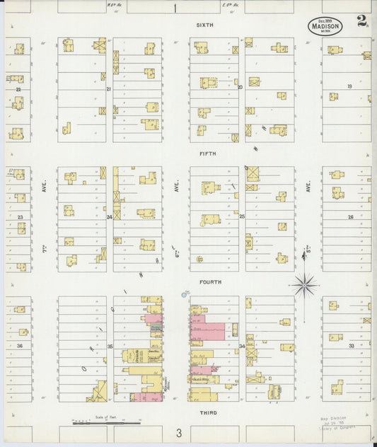 Sanborn Fire Insurance Map from Madison, Lac Qui Parle County, Minnesota (1899), Sheet #0002 - Historic Sanborn Fire Insurance Map Print, vintage old map wall art, antique decor, genealogy gift, Minnesota Minnesota map