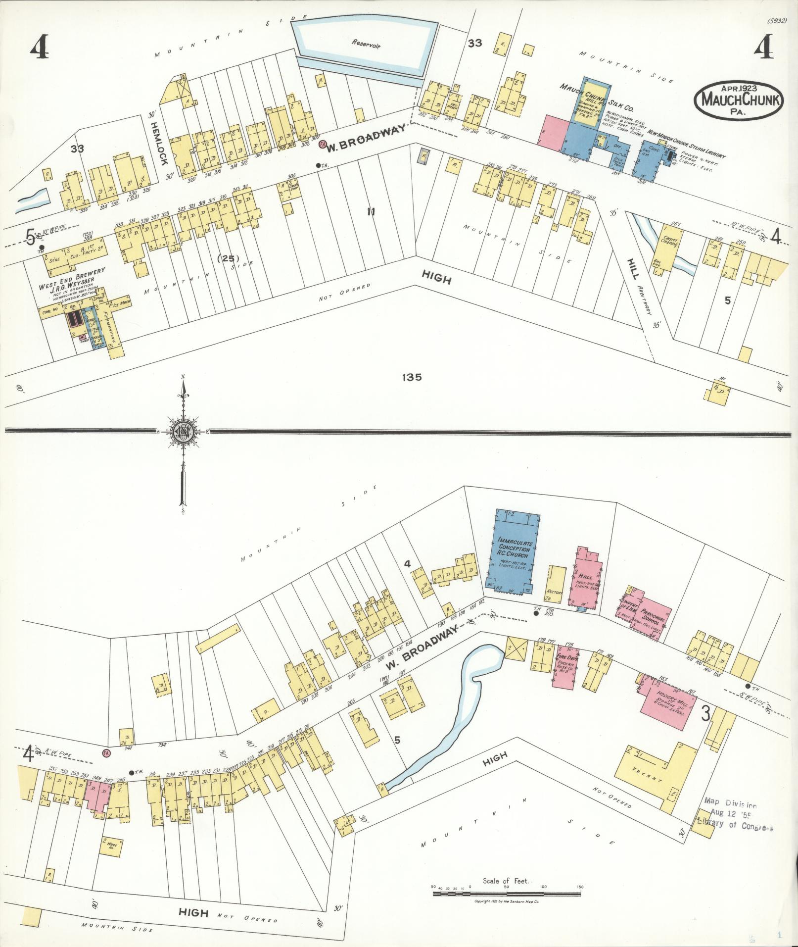 Sanborn Fire Insurance Map from Mauch Chunk, Carbon County, Pennsylvania (1923), Sheet #0004 - Historic Sanborn Fire Insurance Map Print, vintage old map wall art, antique decor, genealogy gift, Pennsylvania Pennsylvania map