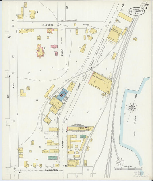 Sanborn Fire Insurance Map from Stillwater, Washington County, Minnesota (1898), Sheet #0007 - Historic Sanborn Fire Insurance Map Print, vintage old map wall art, antique decor, genealogy gift, Minnesota Minnesota map
