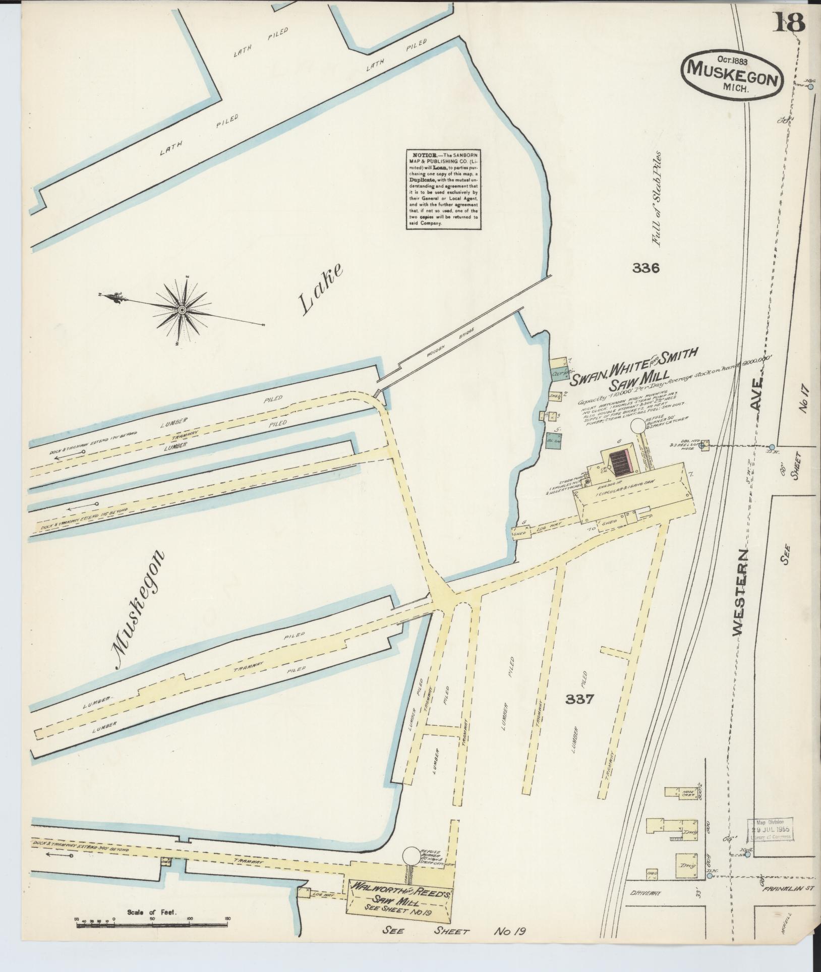 Sanborn Fire Insurance Map from Muskegon, Muskegon County, Michigan (1883), Sheet #0018 - Complete Map Set gallery image, historic Sanborn map, vintage wall art, Michigan Michigan