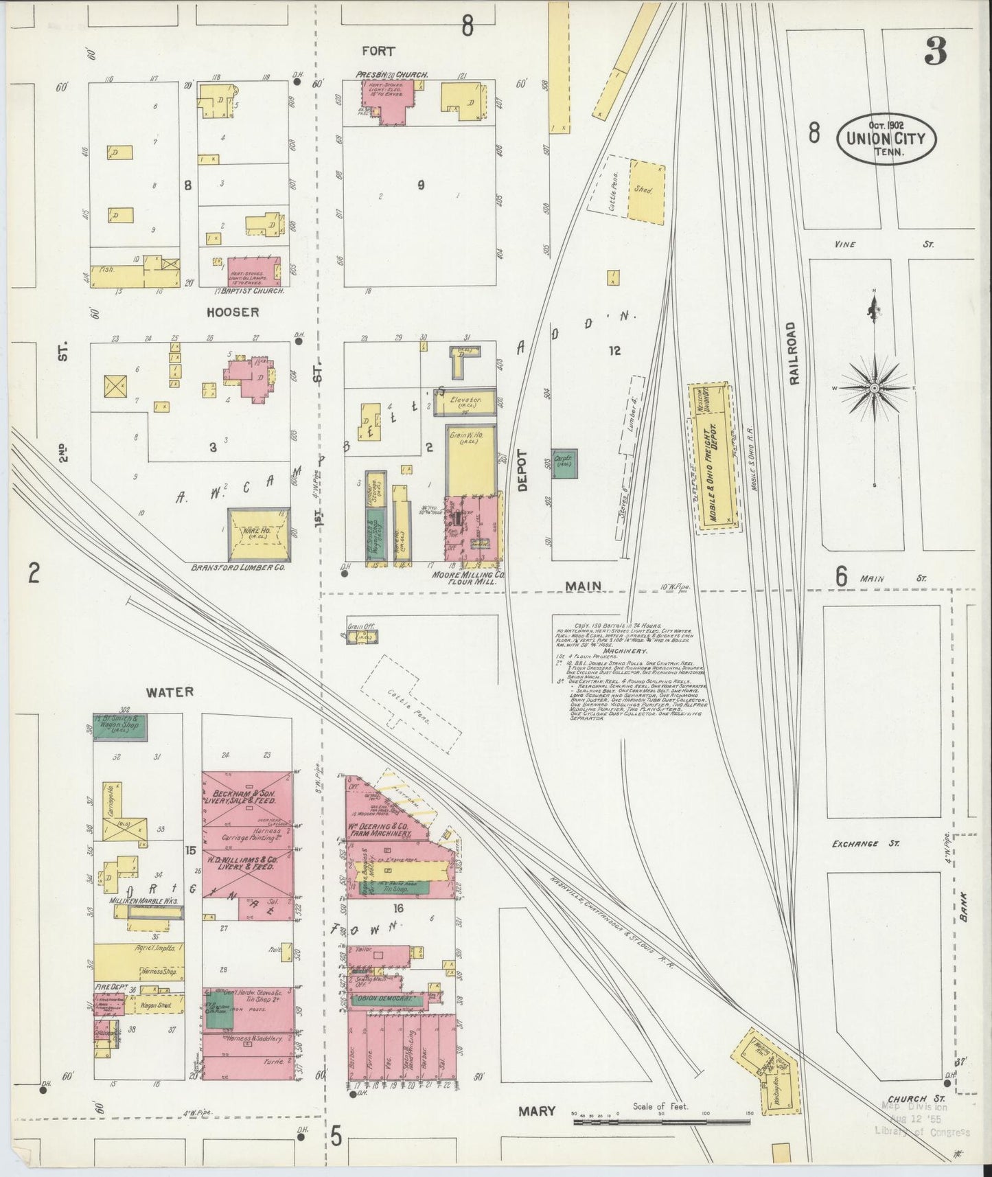 Sanborn Fire Insurance Map from Union City, Obion County, Tennessee (1902), Sheet #0003 - Complete Map Set gallery image, historic Sanborn map, vintage wall art, Tennessee Tennessee