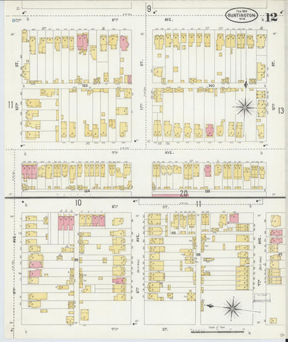 Sanborn Fire Insurance Map from Huntington, Cabell County, West Virginia (1904), Sheet #0012 - Complete Map Set gallery image, historic Sanborn map, vintage wall art, West Virginia West Virginia