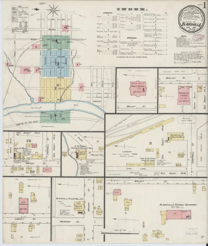 Sanborn Fire Insurance Map from Blairsville, Indiana County, Pennsylvania (1887), Sheet #0001 - Historic Sanborn Fire Insurance Map Print, vintage old map wall art, antique decor, genealogy gift, Blairsville Indiana map