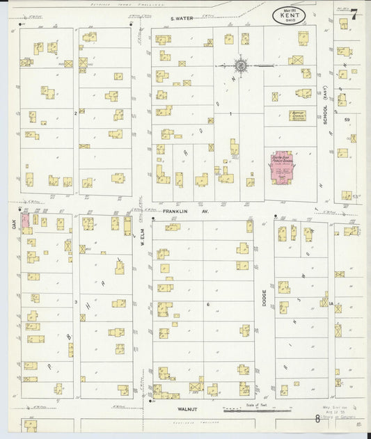 Sanborn Fire Insurance Map from Kent, Portage County, Ohio (1911), Sheet #0007 - Historic Sanborn Fire Insurance Map Print, vintage old map wall art, antique decor, genealogy gift, Ohio Ohio map