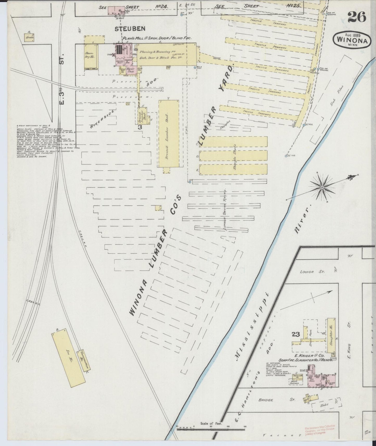 Sanborn Fire Insurance Map from Winona, Winona County, Minnesota (1889), Sheet #0026 - Complete Map Set gallery image, historic Sanborn map, vintage wall art, Minnesota Minnesota