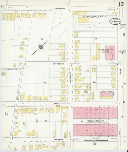 Sanborn Fire Insurance Map from Danville, Independent Cities, Virginia (1910), Sheet #0012 - Historic Sanborn Fire Insurance Map Print, vintage old map wall art, antique decor, genealogy gift, Virginia Virginia map