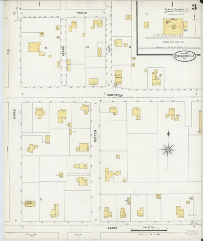 Sanborn Fire Insurance Map from Bainbridge, Decatur County, Georgia (1898), Sheet #0003 - Complete Map Set gallery image, historic Sanborn map, vintage wall art, Georgia Georgia