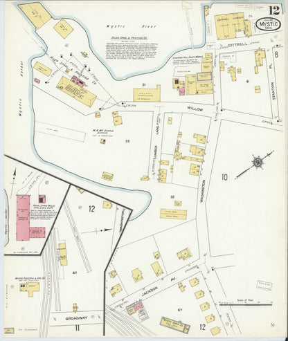 Sanborn Fire Insurance Map from Mystic, New London County, Connecticut (1911), Sheet #0012 - Complete Map Set gallery image, historic Sanborn map, vintage wall art, Connecticut Connecticut