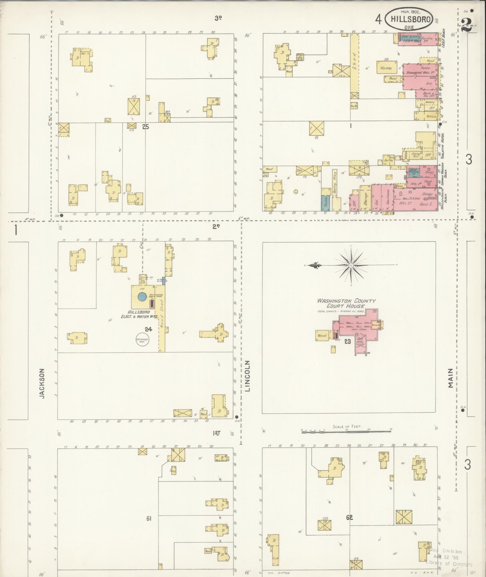 Sanborn Fire Insurance Map from Hillsboro, Washington County, Oregon (1902), Sheet #0002 - Complete Map Set gallery image, historic Sanborn map, vintage wall art, Oregon Oregon