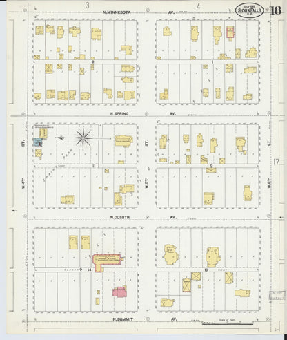 Sanborn Fire Insurance Map from Sioux Falls, Minnehaha County, South Dakota (1902), Sheet #0018 - Complete Map Set gallery image, historic Sanborn map, vintage wall art, South Dakota South Dakota
