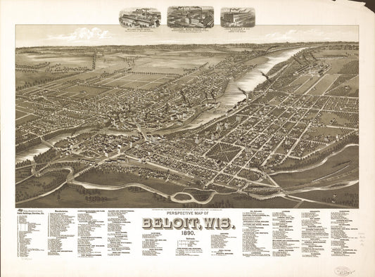 Perspective map of Beloit, Wis. 1890. (1890) – Historic Bird’s-Eye View Panorama Print