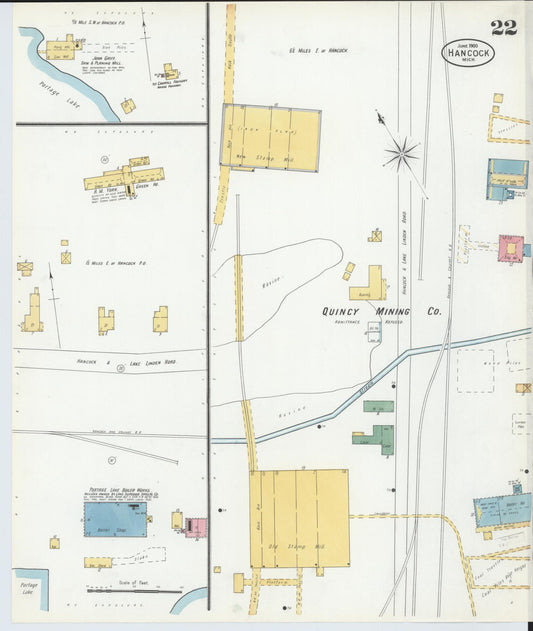 Sanborn Fire Insurance Map from Houghton, Houghton County, Michigan (1900), Sheet #0022 - Historic Sanborn Fire Insurance Map Print, vintage old map wall art, antique decor, genealogy gift, Michigan Michigan map