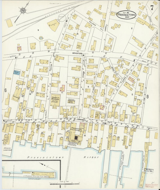 Sanborn Fire Insurance Map from Provincetown, Barnstable County, Massachusetts (1912), Sheet #0007 - Historic Sanborn Fire Insurance Map Print, vintage old map wall art, antique decor, genealogy gift, Massachusetts Massachusetts map