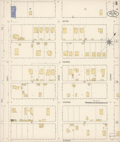 Sanborn Fire Insurance Map from Folsom, Sacramento County, California (1910), Sheet #0003 - Complete Map Set gallery image, historic Sanborn map, vintage wall art, California California