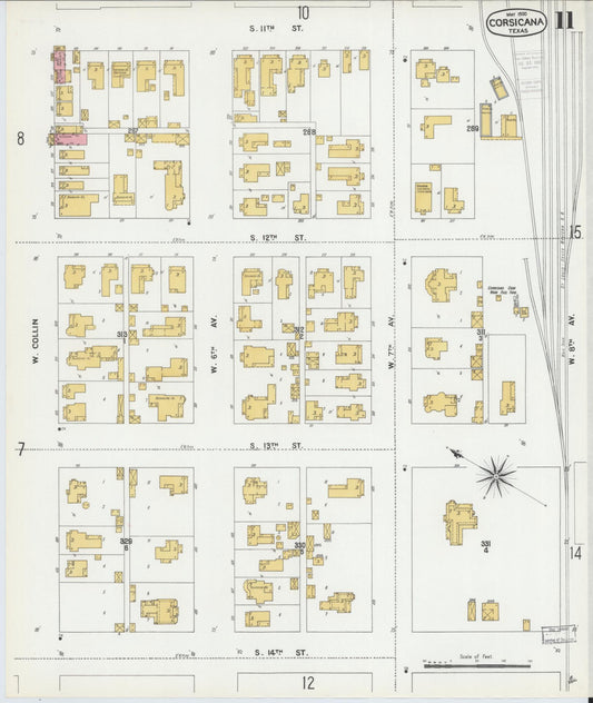 Sanborn Fire Insurance Map from Corsicana, Navarro County, Texas (1900), Sheet #0011 - Historic Sanborn Fire Insurance Map Print, vintage old map wall art, antique decor, genealogy gift, Texas Texas map