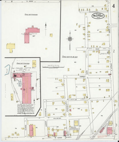 Sanborn Fire Insurance Map from West Point, Clay County, Mississippi (1918), Sheet #0004 - Complete Map Set gallery image, historic Sanborn map, vintage wall art, Mississippi Mississippi