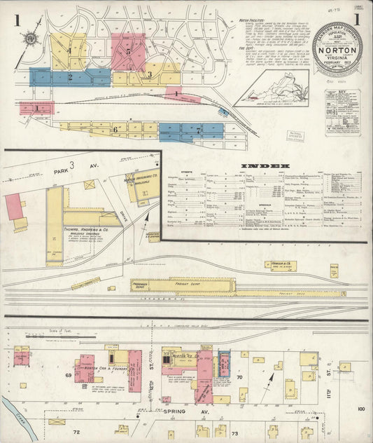 Sanborn Fire Insurance Map from Norton, Independent Cities, Virginia (1923), Sheet #0001 - Complete Map Set gallery image, historic Sanborn map, vintage wall art, Virginia Virginia