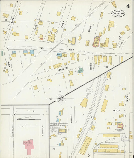 Sanborn Fire Insurance Map from Dodgeville, Iowa County, Wisconsin (1899), Sheet #0004 - Historic Sanborn Fire Insurance Map Print, vintage old map wall art, antique decor, genealogy gift, Wisconsin Wisconsin map