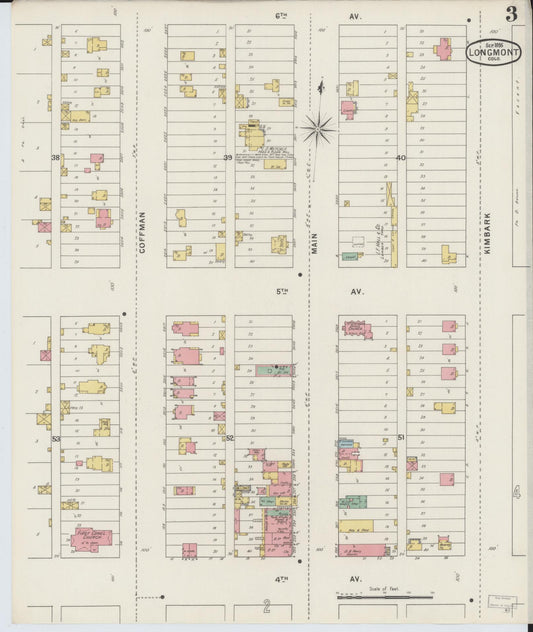 Sanborn Fire Insurance Map from Longmont, Boulder County, Colorado (1895), Sheet #0003 - Historic Sanborn Fire Insurance Map Print, vintage old map wall art, antique decor, genealogy gift, Colorado Colorado map