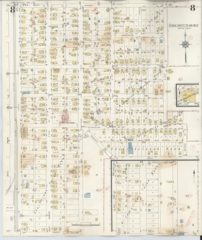 Sanborn Fire Insurance Map from Noblesville, Hamilton County, Indiana (1947), Sheet #0008 - Historic Sanborn Fire Insurance Map Print, vintage old map wall art, antique decor, genealogy gift, Indiana Indiana map