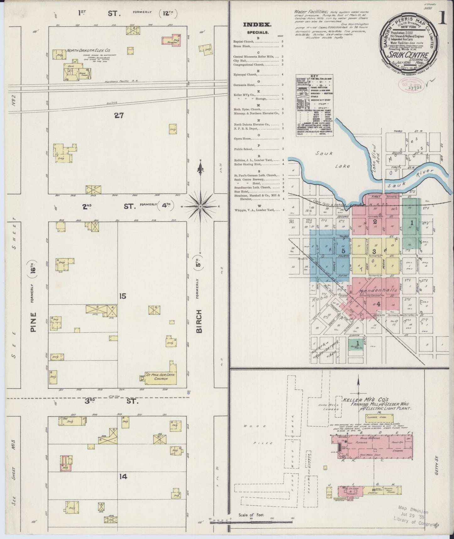 Sanborn Fire Insurance Map from Sauk Centre, Stearns County, Minnesota (1890), Sheet #0001 - Complete Map Set gallery image, historic Sanborn map, vintage wall art, Minnesota Minnesota