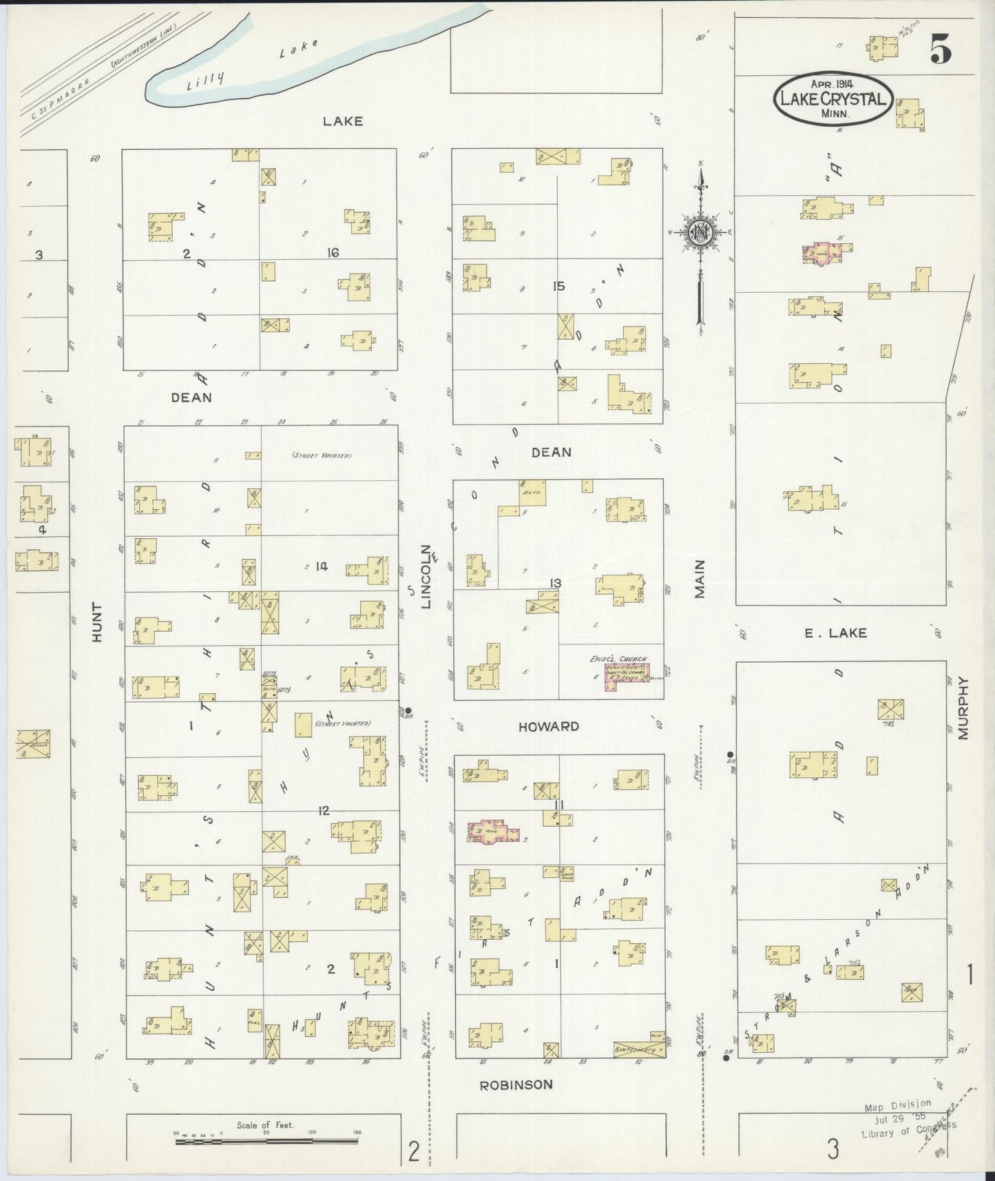 Sanborn Fire Insurance Map from Lake Crystal, Blue Earth County, Minnesota (1914), Sheet #0005 - Complete Map Set gallery image, historic Sanborn map, vintage wall art, Minnesota Minnesota