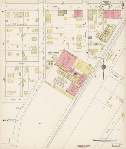 Sanborn Fire Insurance Map from Campbell, Santa Clara County, California (1920), Sheet #0005 - Complete Map Set gallery image, historic Sanborn map, vintage wall art, California California