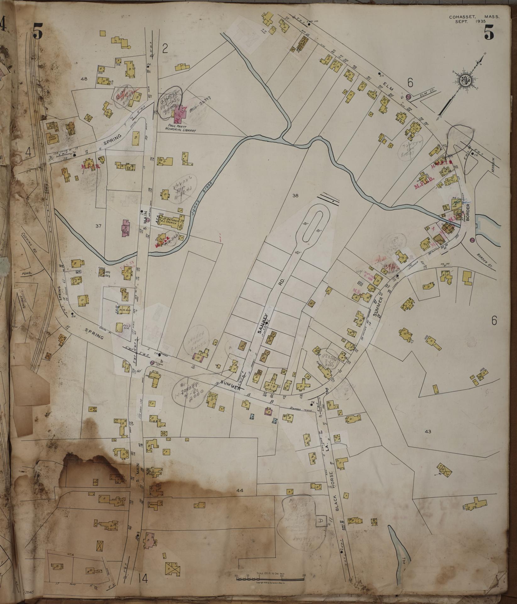 Sanborn Fire Insurance Map from Cohasset, Norfolk County, Massachusetts (1963), Sheet #0005 - Historic Sanborn Fire Insurance Map Print, vintage old map wall art, antique decor, genealogy gift, Massachusetts Massachusetts map