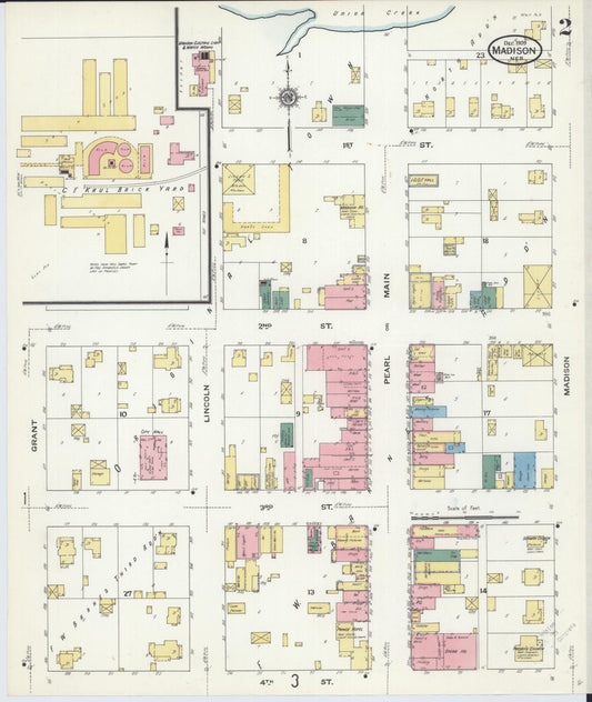 Sanborn Fire Insurance Map from Madison, Madison County, Nebraska (1909), Sheet #0002 - Historic Sanborn Fire Insurance Map Print, vintage old map wall art, antique decor, genealogy gift, Nebraska Nebraska map