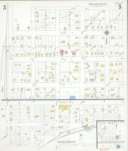 Sanborn Fire Insurance Map from Hebron, Thayer County, Nebraska (1937), Sheet #0005 - Complete Map Set gallery image, historic Sanborn map, vintage wall art, Nebraska Nebraska