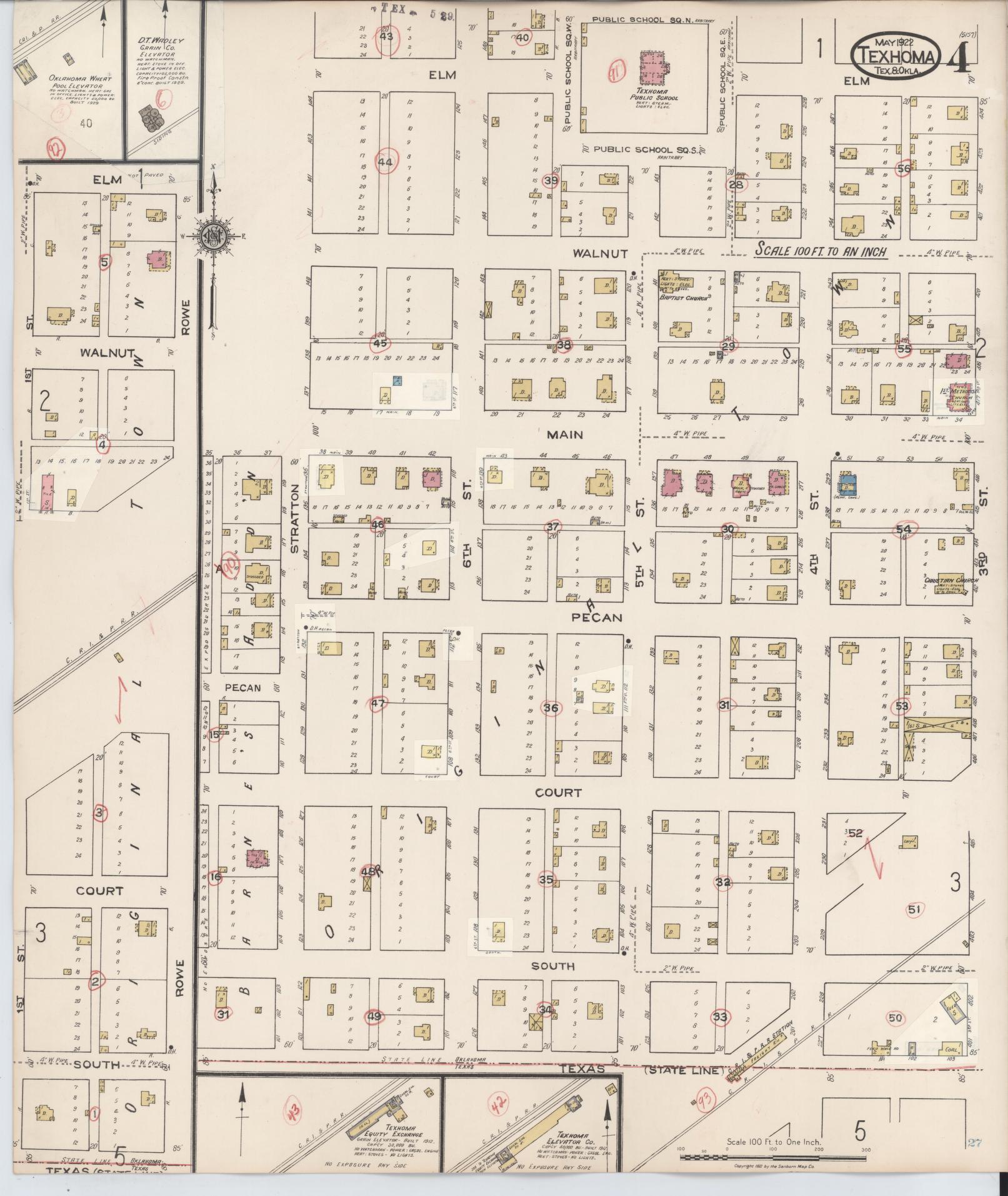 Sanborn Fire Insurance Map from Texhoma, Texas County, Oklahoma and Sherman County, Texas, Texas (1930), Sheet #0004 - Complete Map Set gallery image, historic Sanborn map, vintage wall art, Oklahoma Oklahoma