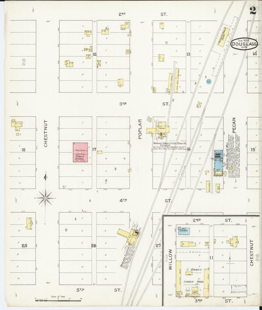 Sanborn Fire Insurance Map from Douglass, Butler County, Kansas (1894), Sheet #0002 - Historic Sanborn Fire Insurance Map Print, vintage old map wall art, antique decor, genealogy gift, Kansas Kansas map