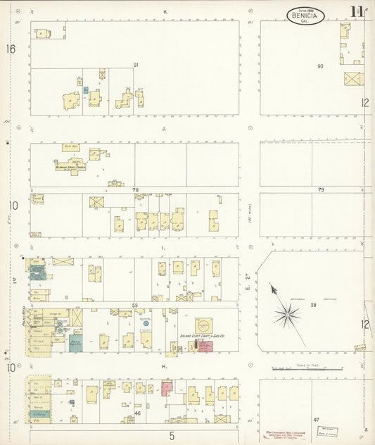 Sanborn Fire Insurance Map from Benicia, Solano County, California (1899), Sheet #0011 - Historic Sanborn Fire Insurance Map Print, vintage old map wall art, antique decor, genealogy gift, California California map