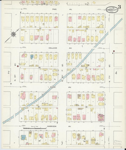 Sanborn Fire Insurance Map from Canon City, Fremont County, Colorado (1914), Sheet #0003 - Historic Sanborn Fire Insurance Map Print, vintage old map wall art, antique decor, genealogy gift, Colorado Colorado map