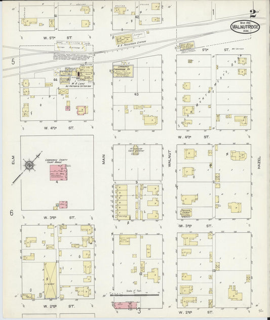 Sanborn Fire Insurance Map from Walnut Ridge, Lawrence County, Arkansas (1914), Sheet #0002 - Historic Sanborn Fire Insurance Map Print, vintage old map wall art, antique decor, genealogy gift, Arkansas Arkansas map
