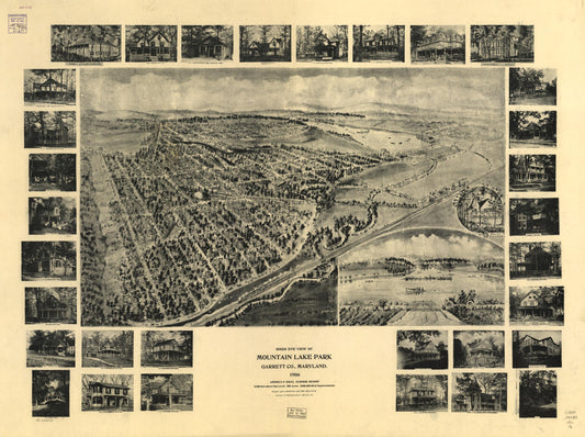 Birds eye view of Mountain Lake Park, Garrett Co., Maryland 1906. (1906) – Historic Bird’s-Eye View Panorama Print