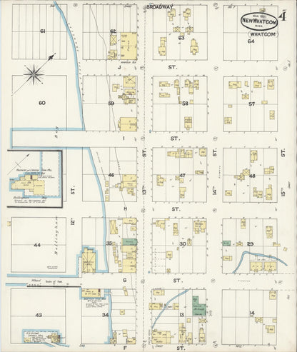 Sanborn Fire Insurance Map from New Whatcom, Whatcom County, Washington (1891), Sheet #0004 - Complete Map Set gallery image, historic Sanborn map, vintage wall art, Washington Washington