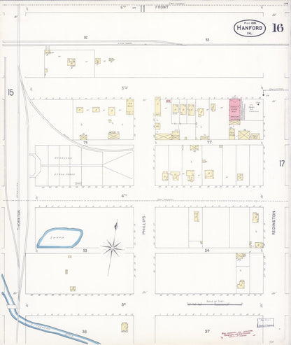 Sanborn Fire Insurance Map from Hanford, Kings County, California (1898), Sheet #0016 - Complete Map Set gallery image, historic Sanborn map, vintage wall art, California California