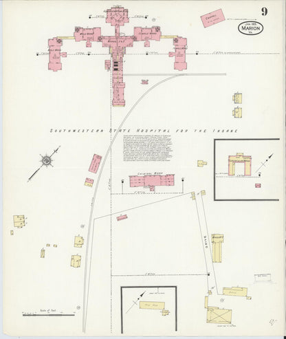 Sanborn Fire Insurance Map from Marion, Smyth County, Virginia (1913), Sheet #0009 - Historic Sanborn Fire Insurance Map Print, vintage old map wall art, antique decor, genealogy gift, Virginia Virginia map