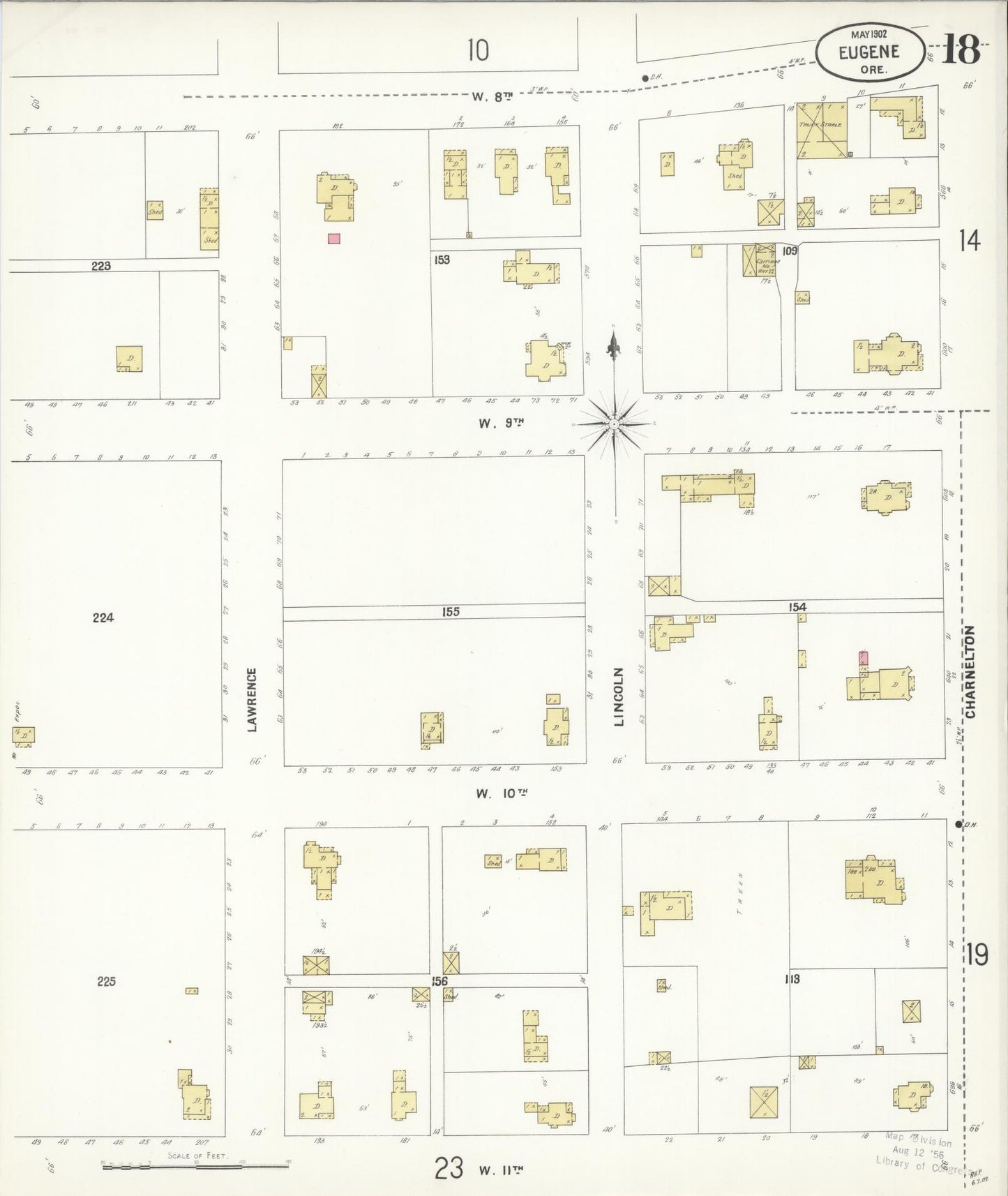 Sanborn Fire Insurance Map from Eugene, Lane County, Oregon (1902), Sheet #0018 - Complete Map Set gallery image, historic Sanborn map, vintage wall art, Oregon Oregon