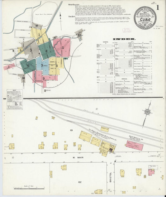 Sanborn Fire Insurance Map from Cuba, Allegany County, New York (1912), Sheet #0001 - Complete Map Set gallery image, historic Sanborn map, vintage wall art, New York New York