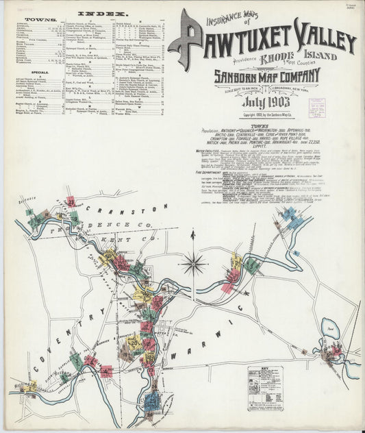 Sanborn Fire Insurance Map from Pawtuxet Valley, Kent and Providence Counties, Rhode Island. (1903) – Historic Sanborn Fire Insurance Map Print