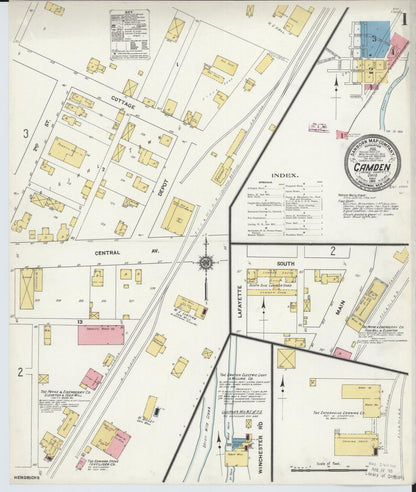 Sanborn Fire Insurance Map from Camden, Preble County, Ohio (1911), Sheet #0001 - Complete Map Set gallery image, historic Sanborn map, vintage wall art, Ohio Ohio