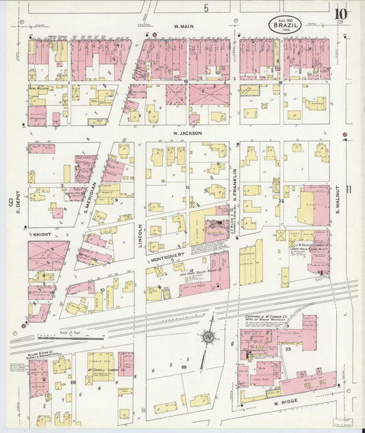 Sanborn Fire Insurance Map from Brazil, Clay County, Indiana (1910), Sheet #0010 - Historic Sanborn Fire Insurance Map Print, vintage old map wall art, antique decor, genealogy gift, Indiana Indiana map