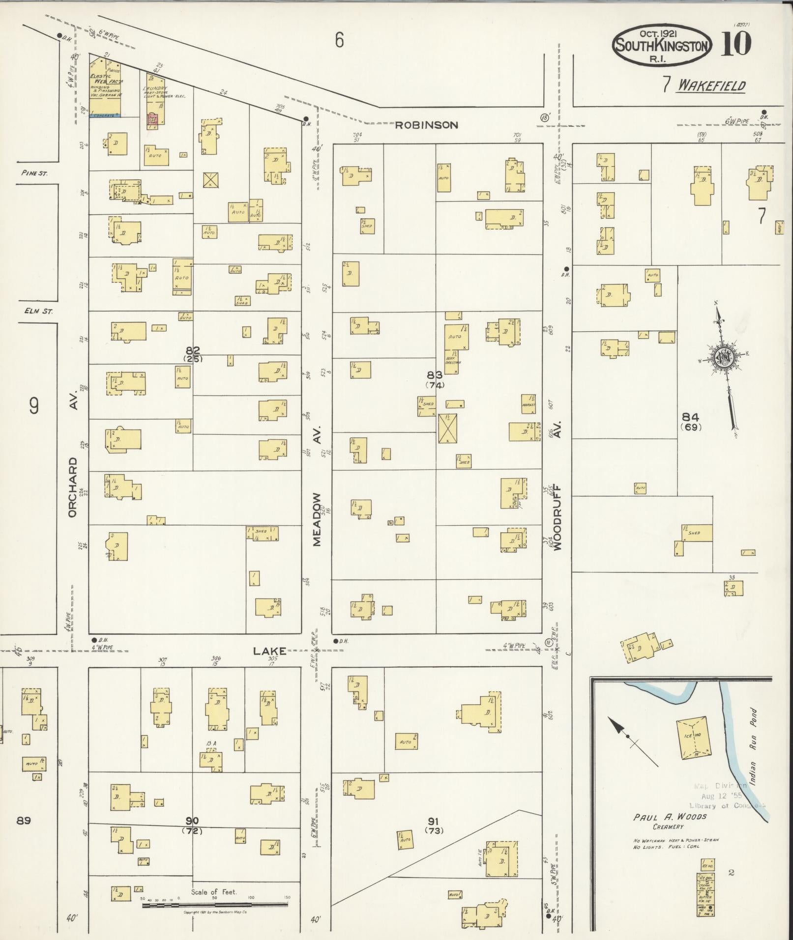 Sanborn Fire Insurance Map from South Kingstown, Washington County, Rhode Island (1921), Sheet #0010 - Complete Map Set gallery image, historic Sanborn map, vintage wall art, Rhode Island Rhode Island