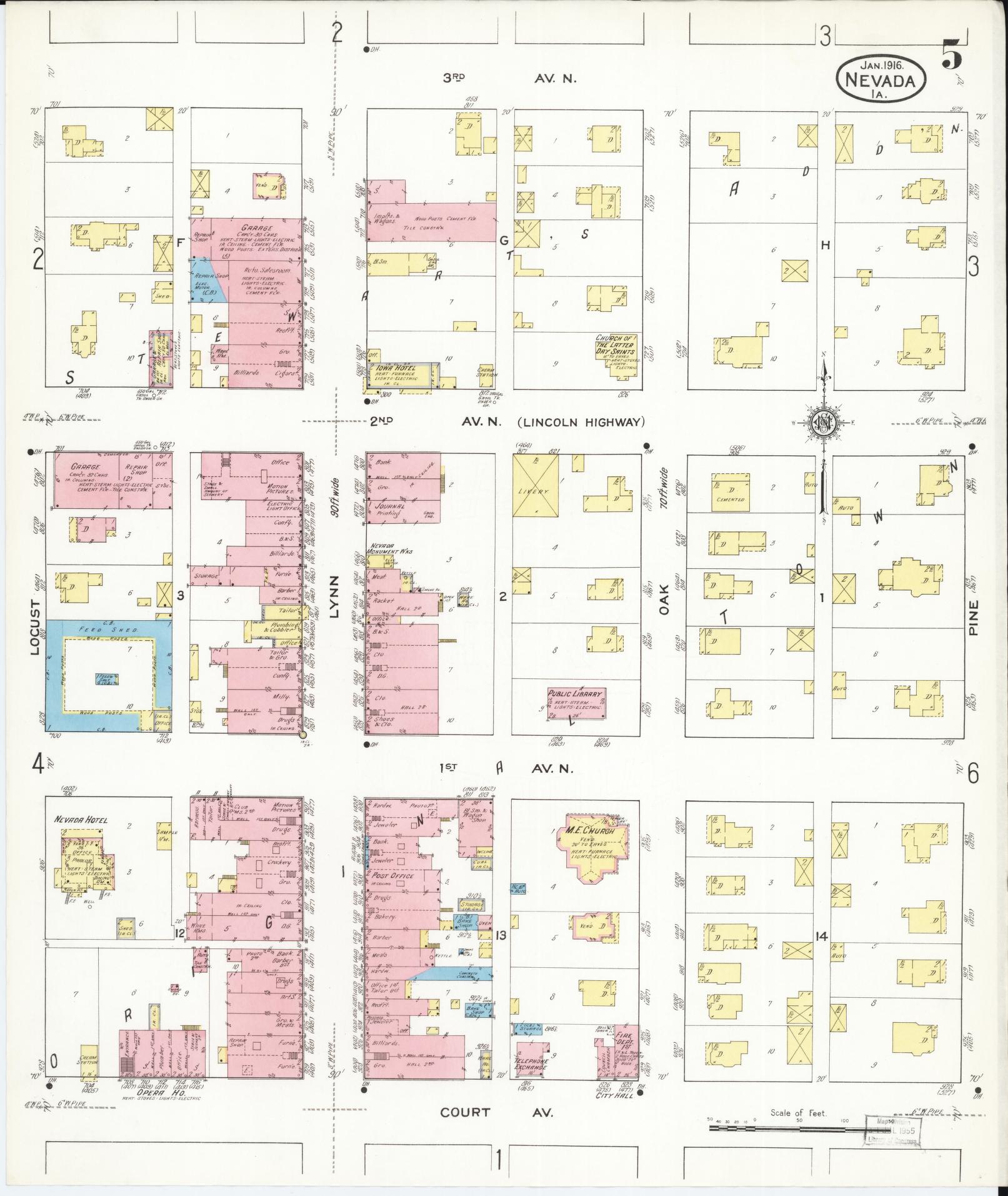 Sanborn Fire Insurance Map from Nevada, Story County, Iowa (1916), Sheet #0005 - Complete Map Set gallery image, historic Sanborn map, vintage wall art, Nevada Nevada