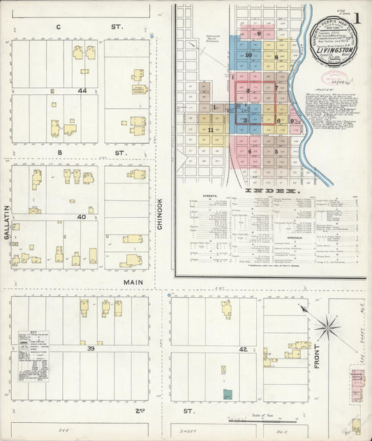 Sanborn Fire Insurance Map from Livingston, Park County, Montana (1891), Sheet #0001 - Complete Map Set gallery image, historic Sanborn map, vintage wall art, Montana Montana
